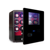 Sophisticated Watch Winder Safe for 12 Watches - Black Door and red Leather Interior